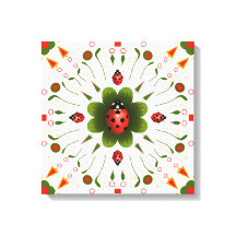 Starke Leinwand Ladybug-Thema Print 16" X 16"