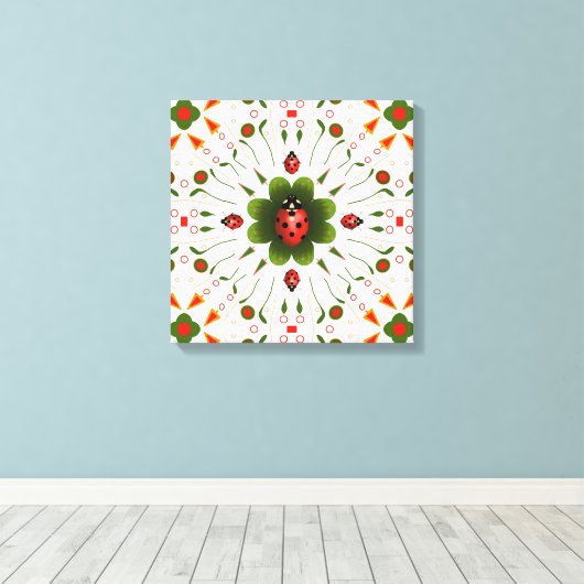 Starke Leinwand Ladybug-Thema Print 16" X 16" (Insitu (Holzboden))