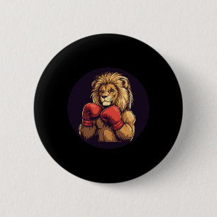Starke Lion mit Boxkostüm für Mitte und Button