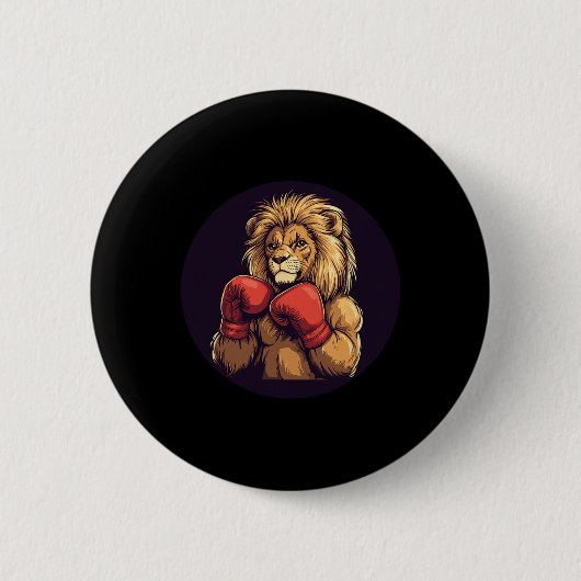 Starke Lion mit Boxkostüm für Mitte und Button (Vorderseite)