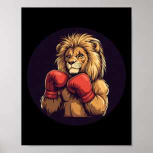 Starke Lion mit Boxkostüm für Mitte und Poster