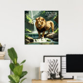 Starke Löwen in der Natur Wasserfall Glaubensahnun Poster (Heimbüro)