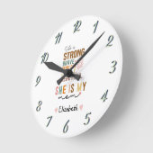 Starke Mama Retro Script Groovy Mutter Tag Runde Wanduhr (Winkel)