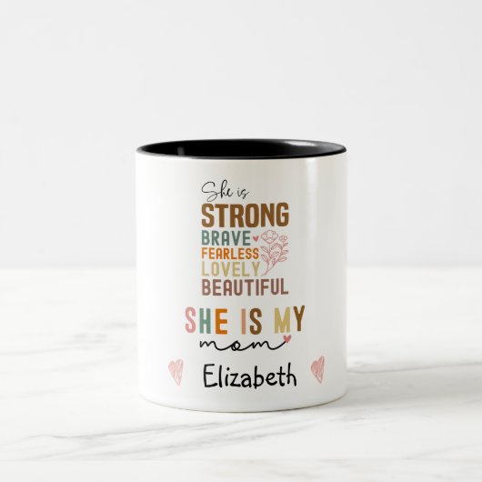 Starke Mama Retro Script Groovy Mutter Tag Zweifarbige Tasse (Mittel)