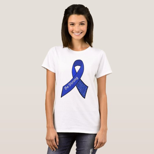 Starke ME/CFS Warrior Blue Awareness Ribbon bleibe T-Shirt (Vorne ganz)