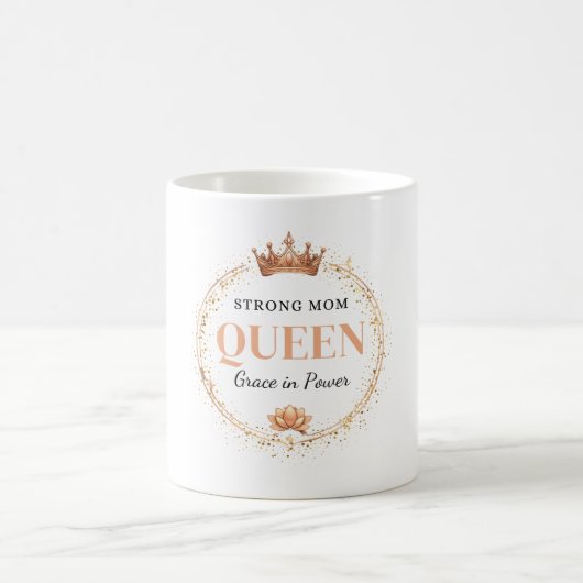 Starke Mutter Königin Goldkrone Florales Design Kaffeetasse (Mittel)