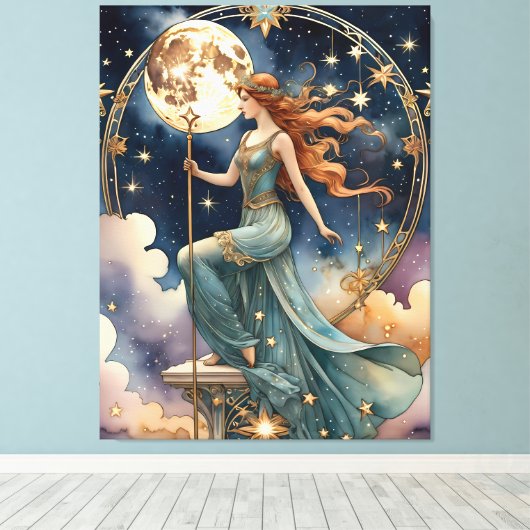 Stärke oder Höhe - Tarot inspiriert Leinwanddruck (Insitu (Holzboden))