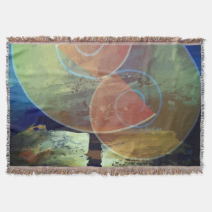 "Stärke" Orange, Blau & Gelb Kunst-Wurfdecke Decke