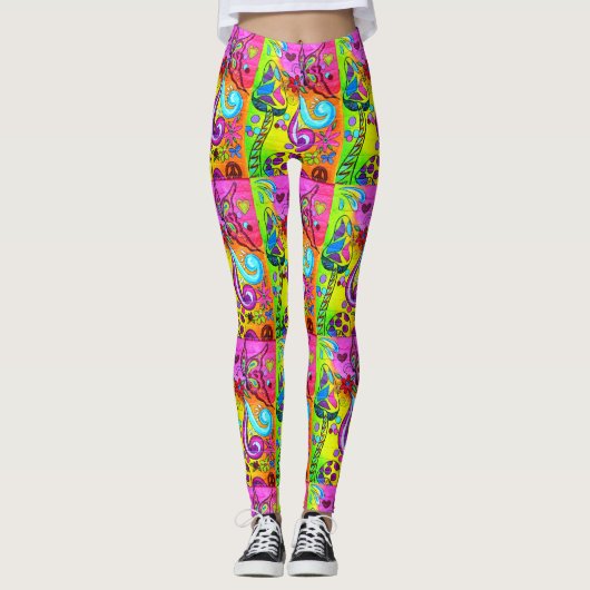 starke psychedelische Pilze Leggings (Vorderseite)