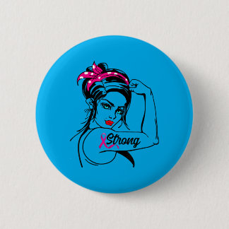 Starke Rosie The Riveter Brustkrebsbewusstsein Button