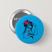 Starke Rosie The Riveter Brustkrebsbewusstsein Button (Vorne & Hinten)