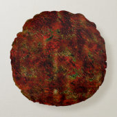 Starke rote Haut über grobgrau Rundes Kissen (Vorderseite)