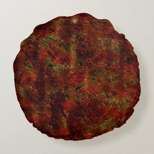 Starke rote Haut über grobgrau Rundes Kissen (Rückseite)