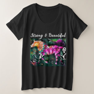 Starke schöne Abstrakte Whimsical Horse Malerei Große Größe T-Shirt