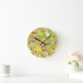 Starke Siebziger-grünes Disco-Muster Runde Wanduhr (Zuhause)