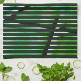 Starke Streifen über grünes abstraktes Design Geschirrtuch