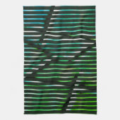 Starke Streifen über grünes abstraktes Design Geschirrtuch (Vertikal)