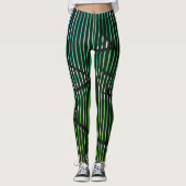 Starke Streifen über grünes abstraktes Design Leggings (Vorderseite)