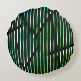 Starke Streifen über grünes abstraktes Design Rundes Kissen