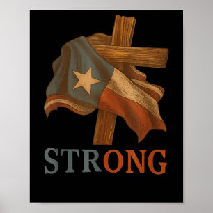 Starke Texas-Flagge Kreuz Christlicher Texas-Stolz Poster