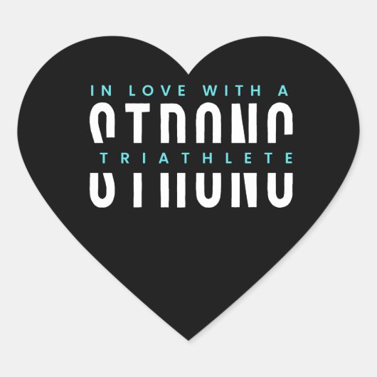 Starke Triathlete Schwarzes Herz und Weiße Typogra Herz-Aufkleber (Vorderseite)
