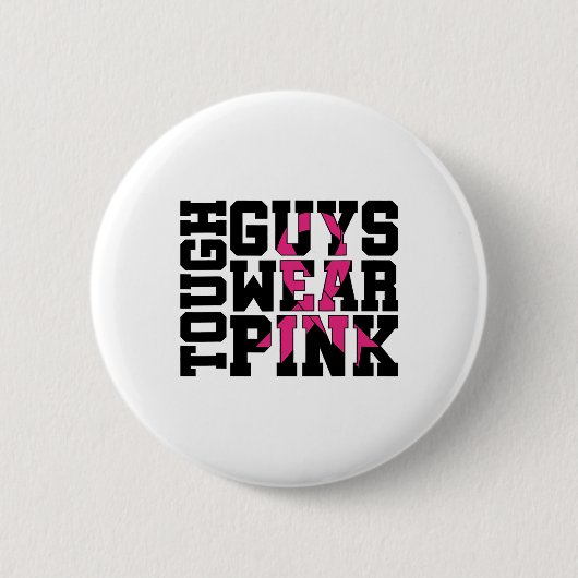 Starke Typ tragen rosa Brustkrebs-Bewusstsein Button (Vorderseite)