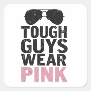 Starke Typ tragen rosa Funny Pink Color Liebhaber Quadratischer Aufkleber