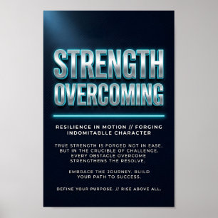 Stärke überwindet Motivationsposter mit Neon Poster
