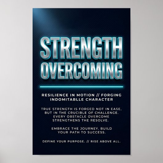 Stärke überwindet Motivationsposter mit Neon Poster (Vorne)