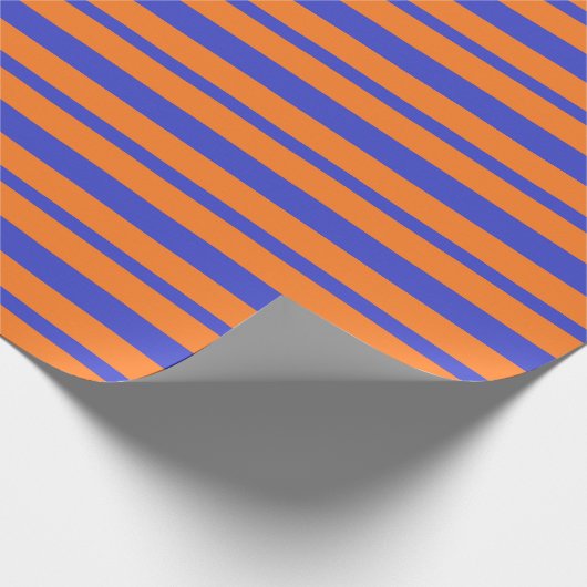 Starke und dünne blaue und orange Streifen Geschenkpapier (Ecke)