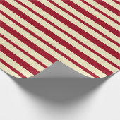 Starke und dünne Burgunder- und Creme-Streifen Geschenkpapier (Ecke)