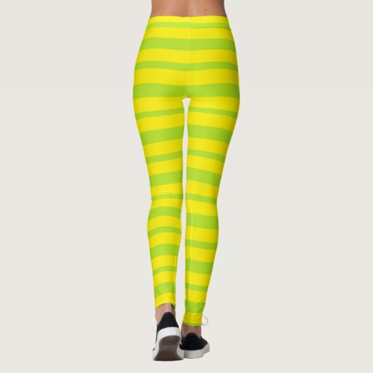 Starke und dünne Limone grüne und gelbe Streifen Leggings (Rückseite)