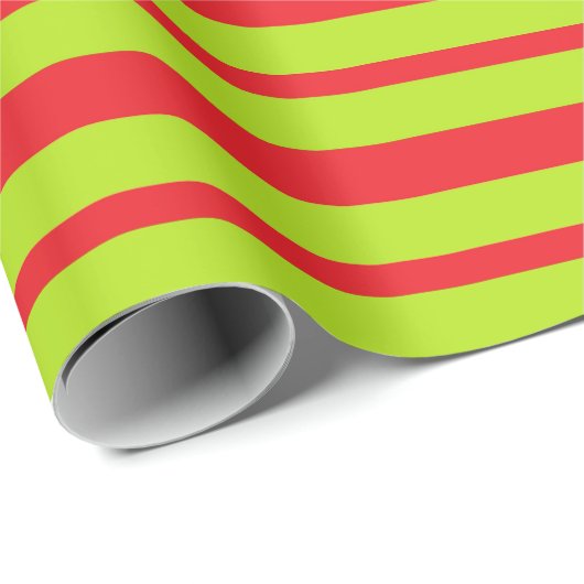 Starke und dünne Limone grüne und rote Streifen Geschenkpapier (Rolleneckpunkt)