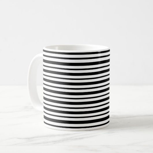 Starke und dünne Schwarzweiss-Streifen Kaffeetasse (Vorderseite Links)