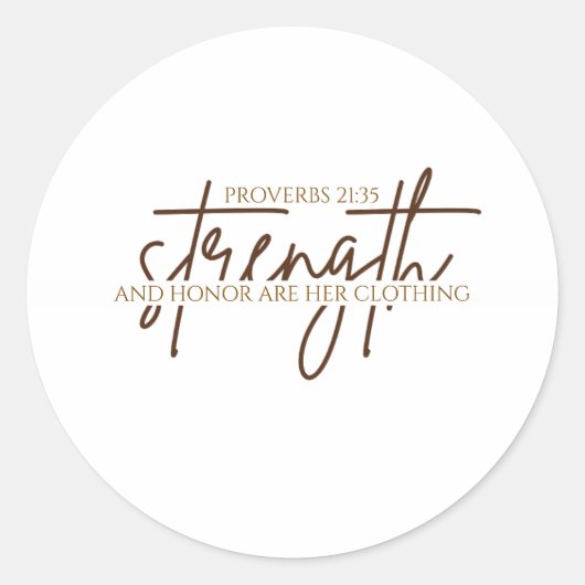 Stärke und Ehre der Frauen Christlich Runder Aufkleber (Vorderseite)