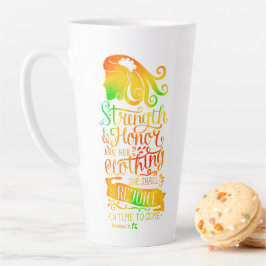 Stärke und Ehre der personalisierten Schrift Milchtasse