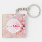 Stärke und Ehrenblüte mit rosa Blume Schlüsselanhänger (Rückseite)