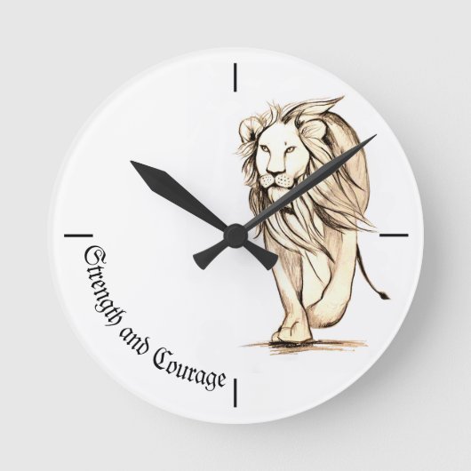 Stärke und Mut Runde Wanduhr (Vorderseite)
