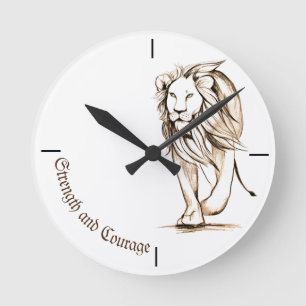 Stärke und Mut Runde Wanduhr