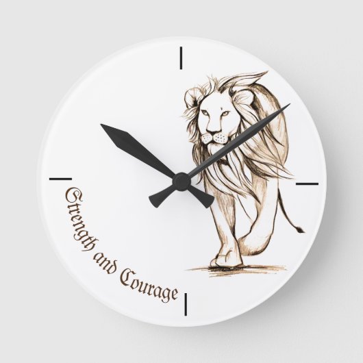 Stärke und Mut Runde Wanduhr (Vorderseite)