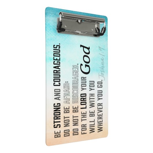 Starke und mutige Joshua 1:9 Bibelverse Mini Klemmbrett (Schrägansicht)