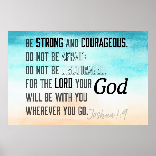 Starke und mutige Joshua 1:9 Bibelverse Poster (Vorne)