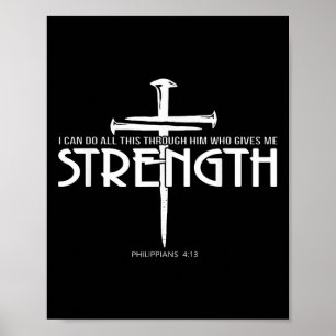 Stärke und Nagelkreuz Christliche Verse Poster