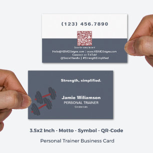 Stärke Vereinfachter QR Gray Red Personal Trainer Visitenkarte