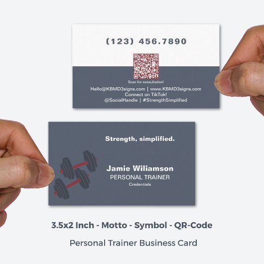 Stärke Vereinfachter QR Gray Red Personal Trainer Visitenkarte