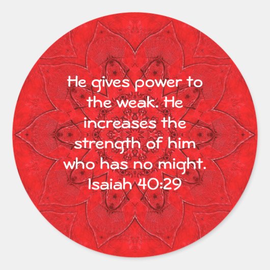Stärke von Gottes Bibelversen Zitat Isaiah 40:29 Runder Aufkleber (Vorderseite)