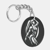 Starke weibliche Fitness Personal Training Minimal Schlüsselanhänger (Vorderseite links)