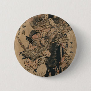 Starke weibliche Samurais, die männliche Samurais Button
