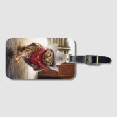 Starke Western-Sheriff-Eule mit Haltung u. Gepäckanhänger (Vorderseite (Horizontal))