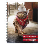 Starke Western-Sheriff-Eule mit Haltung u. Notizblock (Vorderseite)